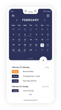 Schedule App - calendarâ€™s home screen Full month view